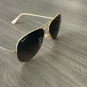 Ray-Ban Gold and Black Aviator Sunglasses